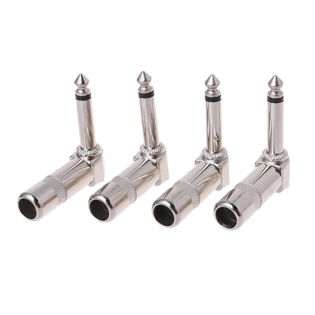 

4pcs Zinc Alloy Mono Elbow Plug Right Angle Guitar Audio Connector Durable Electric Guitar Connecting Plug For Audio Equipment