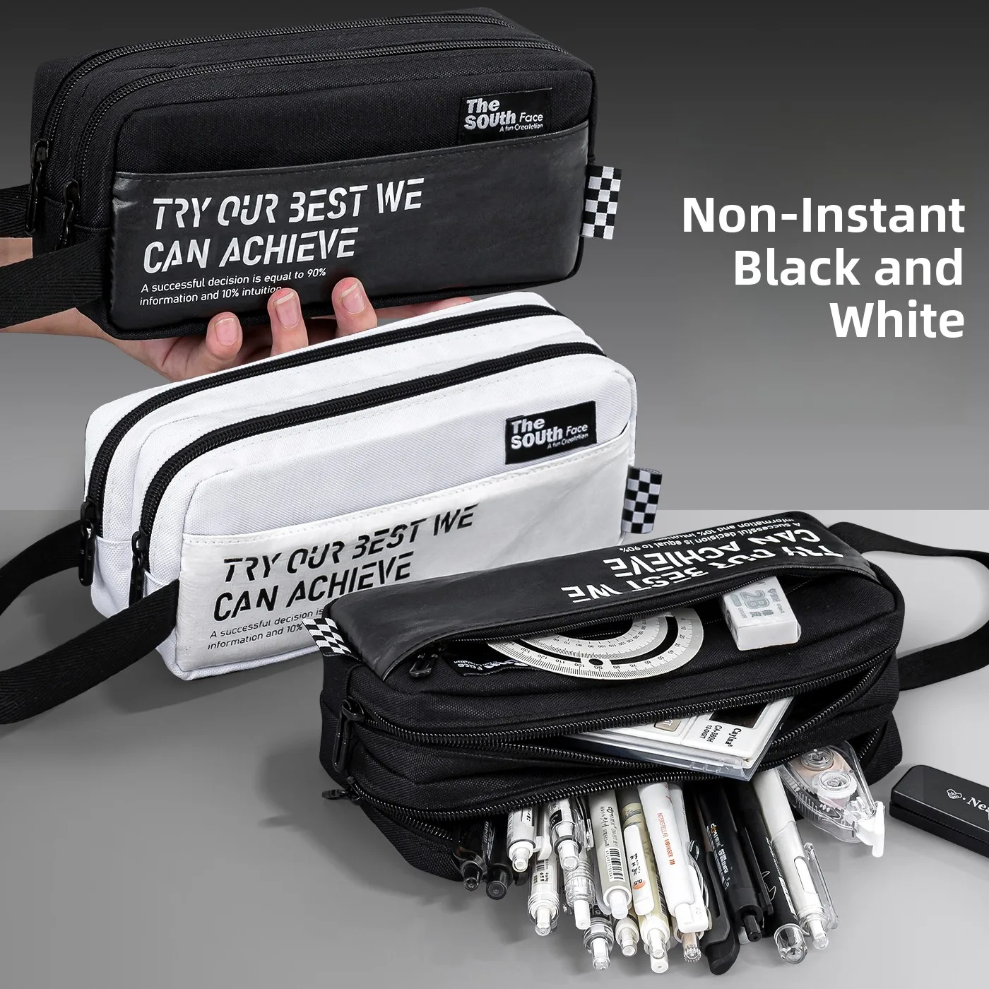 Large Capacity Canvas Pencil Case for Boys Multi-Layer Waterproof Dirt-Resistant Cool And Stylish Stationery Bag for School Use