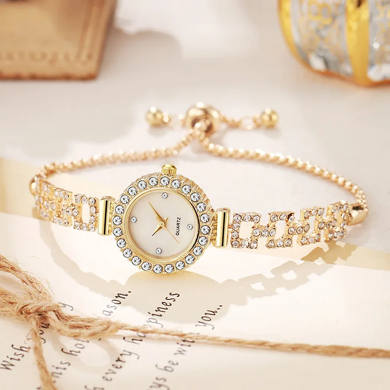 Women's Quartz Watch Light Luxury Style Diamond Studded Adjustable Ladies Wristwatch  Elegant Versatile Fashion Female Watches