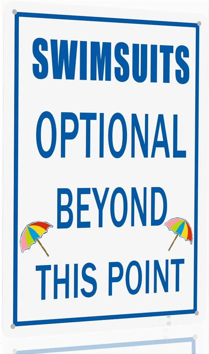 Swimsuits Optional Beyond This Point Metal Tin Sign No Clothing Sign For Pool Clothing Optional Beyond This Point Sign Hot  sign