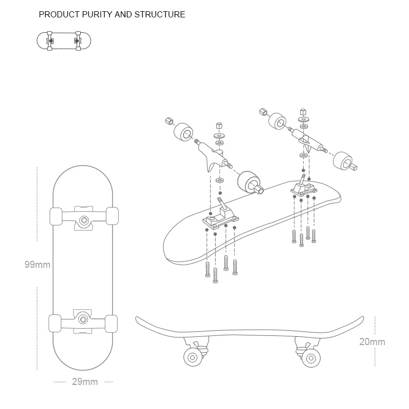 Wooden Professional Finger Skateboards Halloween DIY Boy Toys Gifts Skate Park Tech Parts Deck Stunt Bearing Wheel Metal Bracket