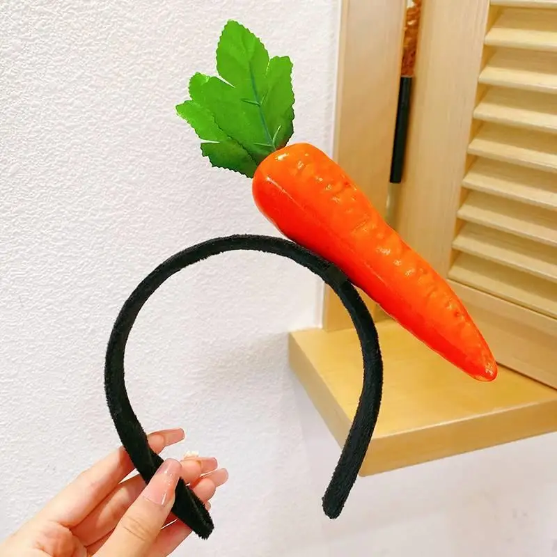 Adult Kids Funny Fruit Vegetable Hair Hoop Bread Eggplant Orange Carrot Pepper Hairband Pumpkin Headband Birthday Cosplay Props