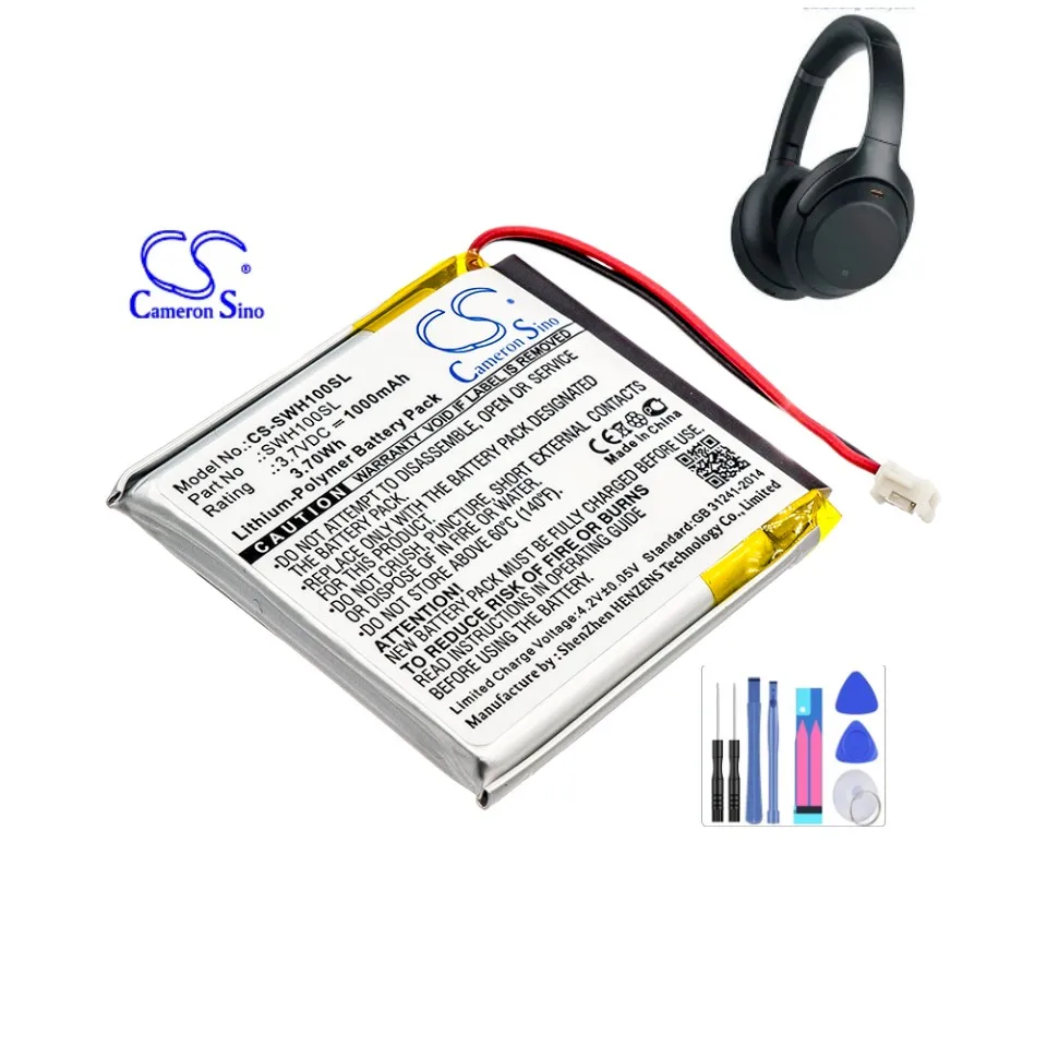 Wireless Headset 1000mAh Battery For LIS1662HNPC for Sony WH-1000xM3 WH-1000XM4 WH-CH710N/B WH-XB900 WH-XB900N Color Black 3.70V