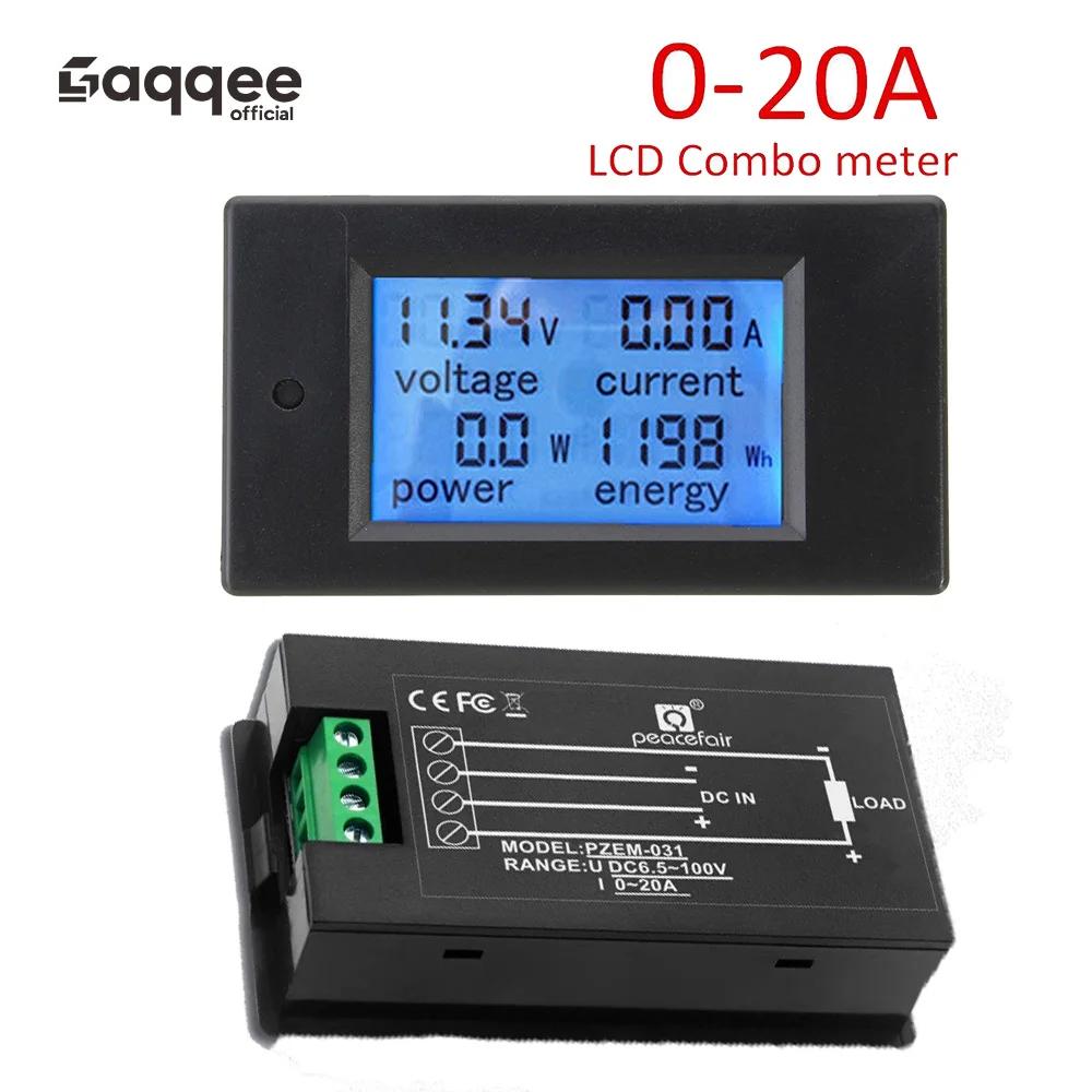 PZEM-031 20A Built-In Shunt (DC 8-100V) DC Digital Display Voltage Current Meter LCD Power Supply Voltage Display Power Meter