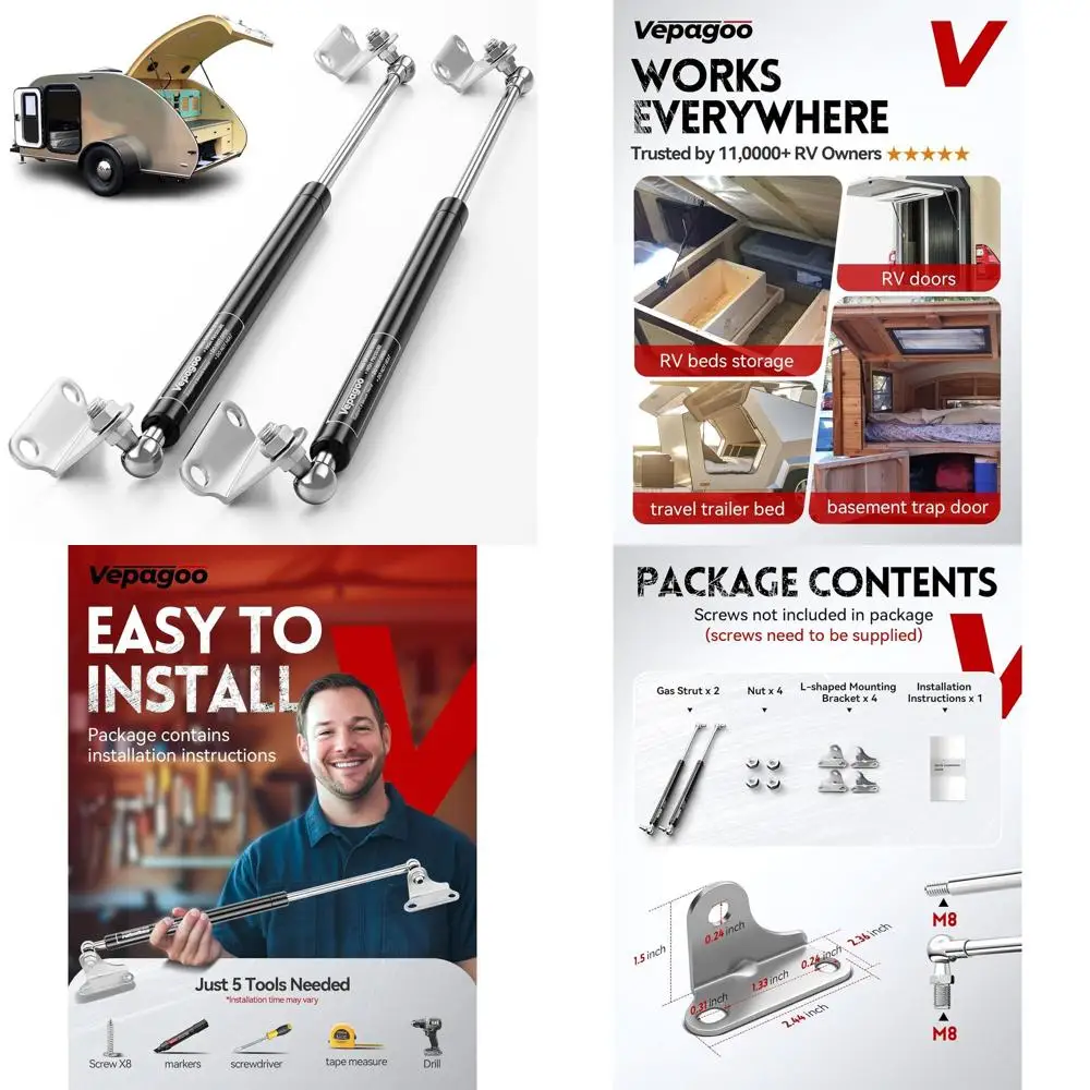 

Пара сверхмощных газовых стоек для хранения на колесах, вместимость 120 фунтов, с кронштейнами для крышек и чехлов для грузовых автомобилей.