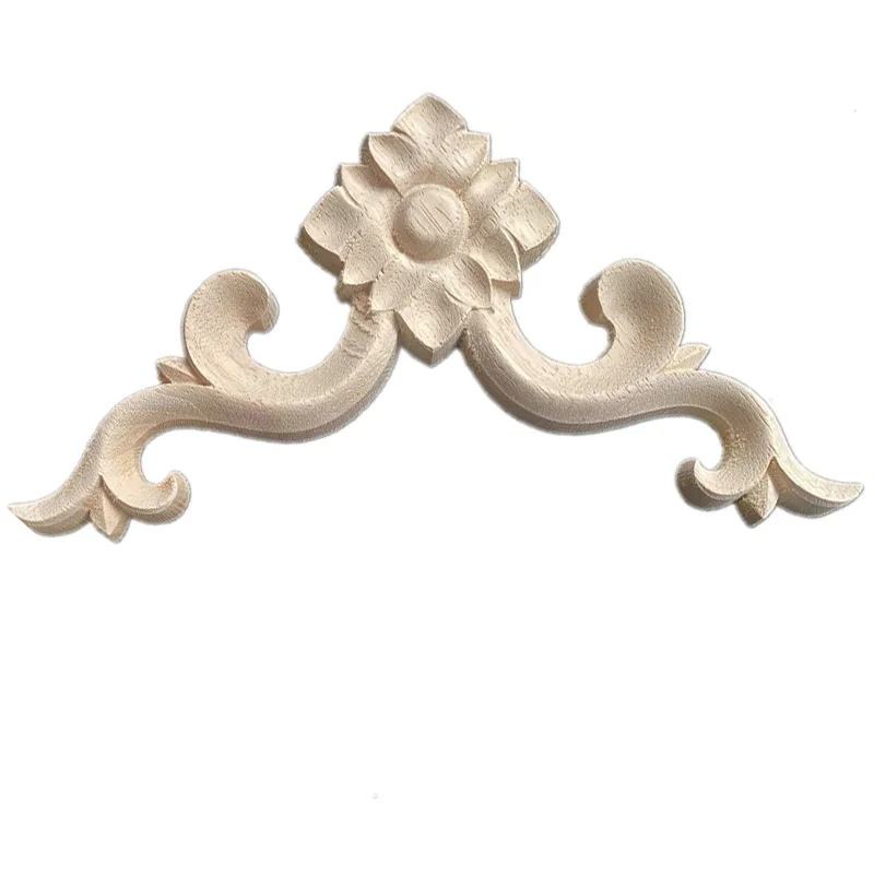 2 pièces de décalcomanies d'angle de fleur carimplantées en bois, artisanat d'Auckland, cadre d'appliques, mur d'onlay, décor de porte et de meubles européen, 16cm