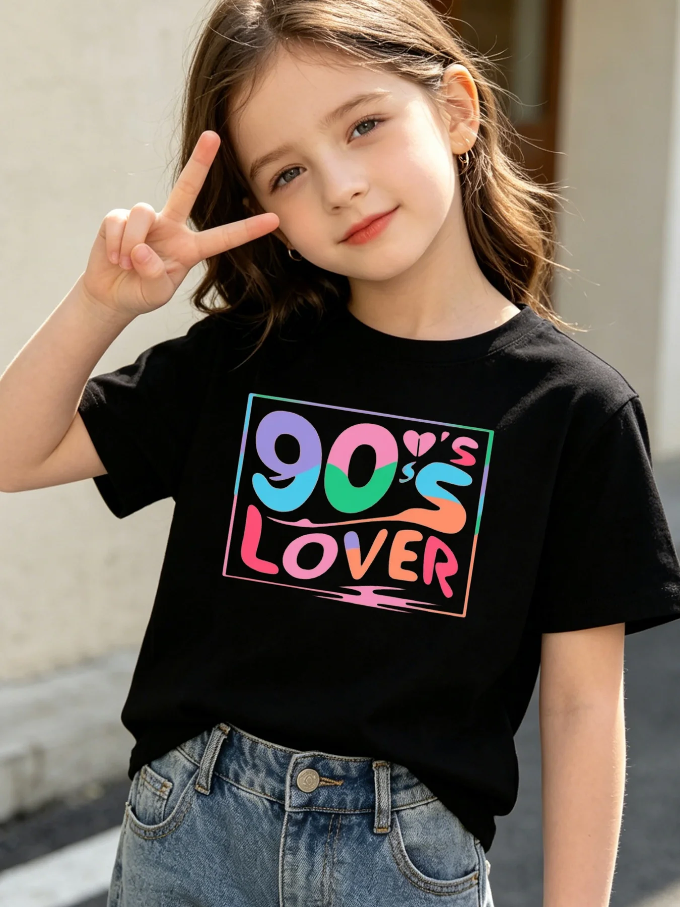 90S Lover Retro Print Kids T Shirt Boys Girls Short Sleeve Tee Vintage Nostalgic Parent Child Matching Casual Toddler Tops