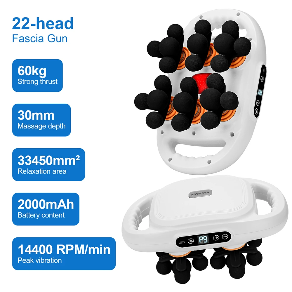 42-Heads Fascia Gun Hoogfrequente Trillingen Lichaamsmassage Gun Rug- en Taille Massager Nek Schouder Massager Spier masajeador