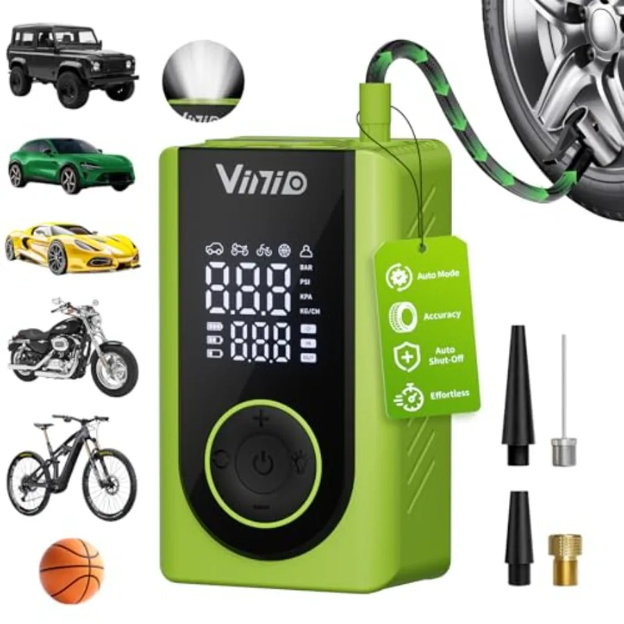 

Tire Inflator Portable Air Compressor Cordless LED Digital Display and Auto Shut-Off 5 Modes 150 PSI Air Pump for Car Balls Bik