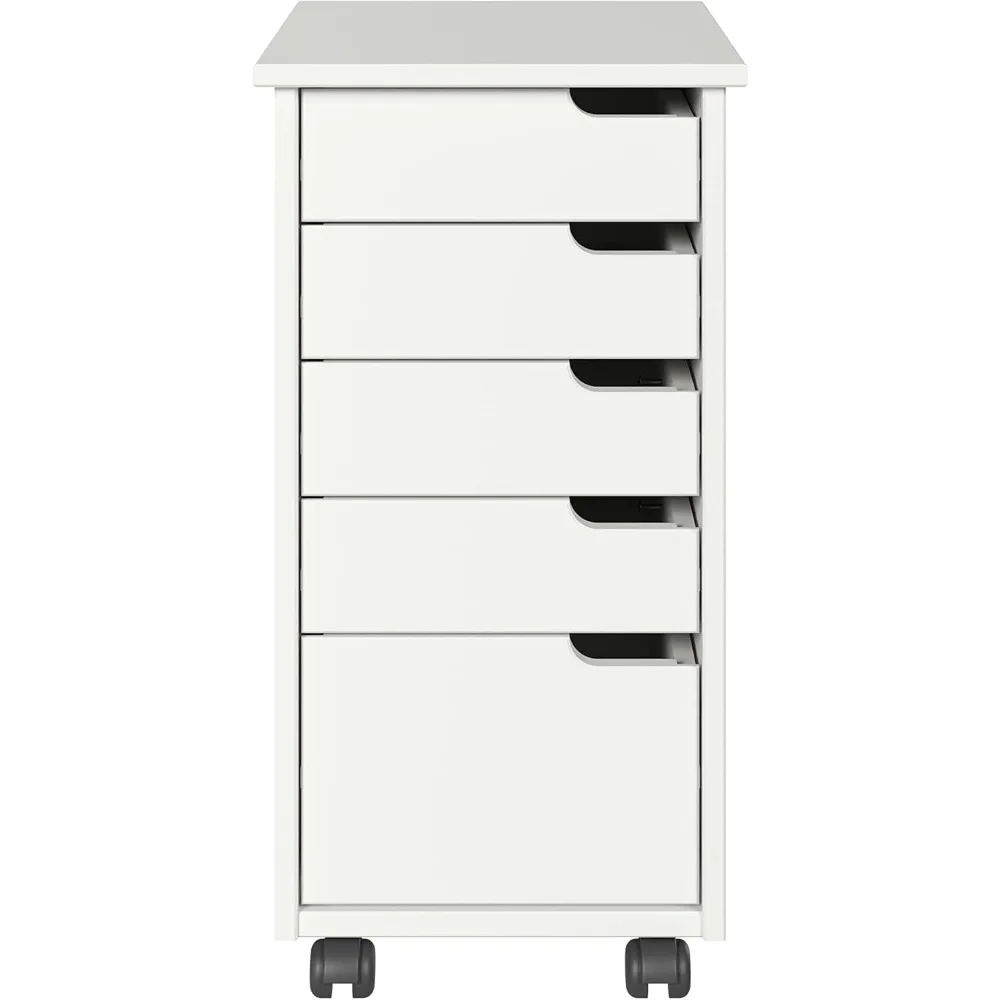 

Original Euro Roll Cart Solid Wood, 4+1 Drawer Narrow Drawers Roll Carts White