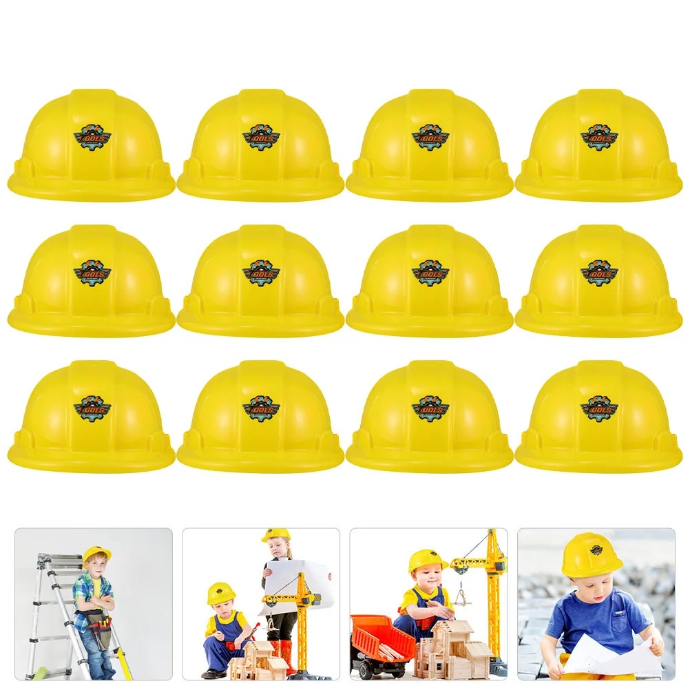 

12 Pcs Tool Hat Construction Birthday Party Supplies Hats Kids Hard Toddler Vest Blue Tank Top LED