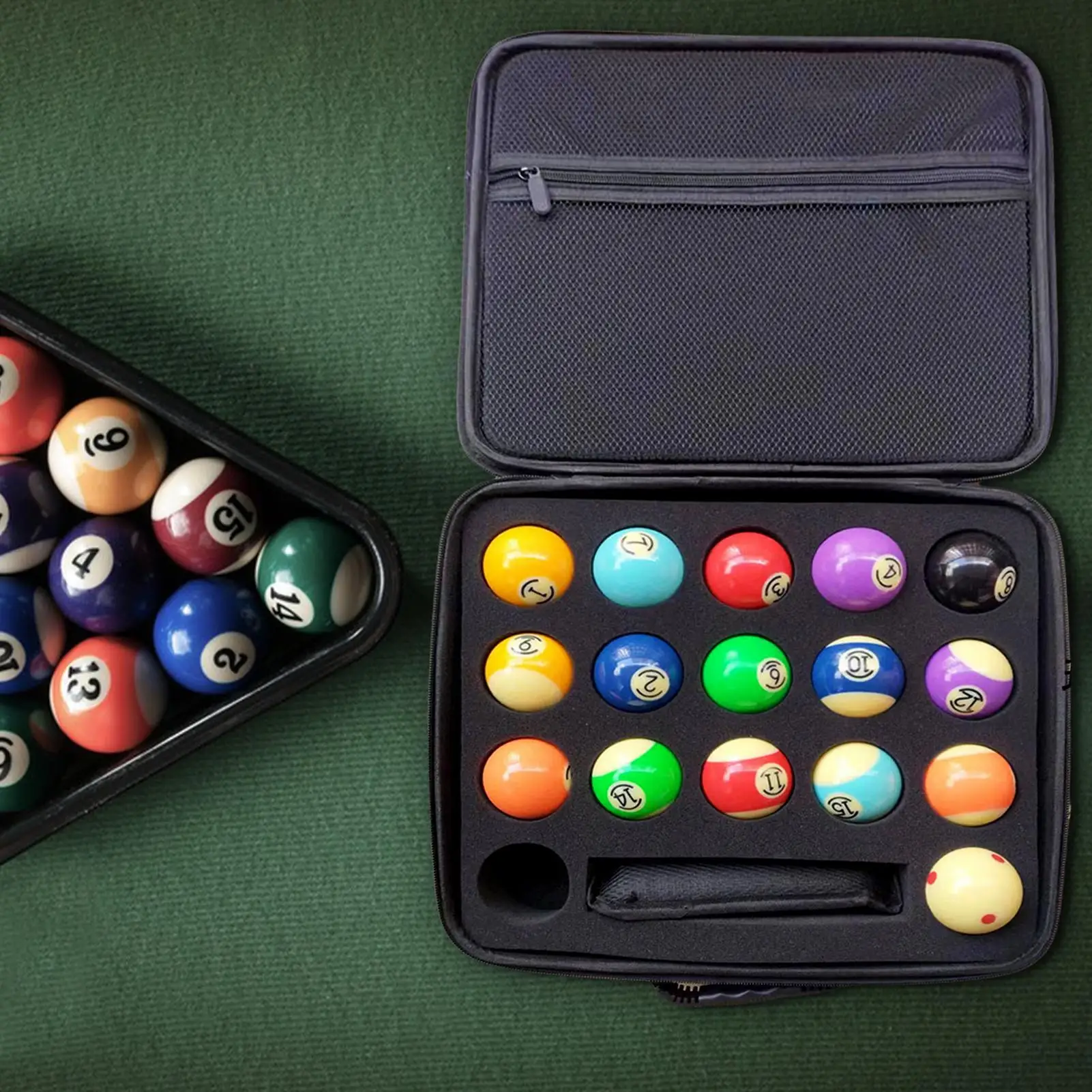 Portable Billiard Balls Bag Travel Case SnookerBilliard Balls Storage Box Pool Carrying Sponge Padded Pool Ball Holder