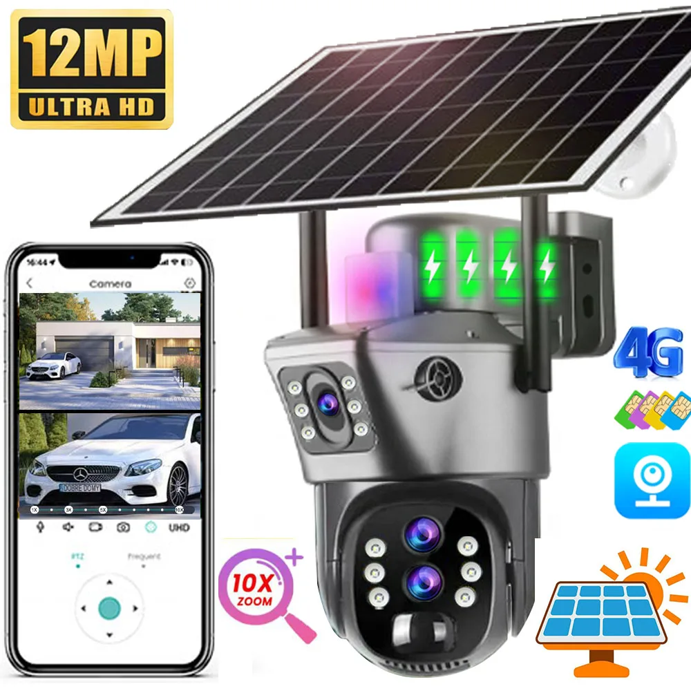 camera de vigilancia solar ao ar livre 360 ptz sem fio auto tracking cameras de seguranca 4g zoom 10x 6k 12mp lens v380 pro app 01