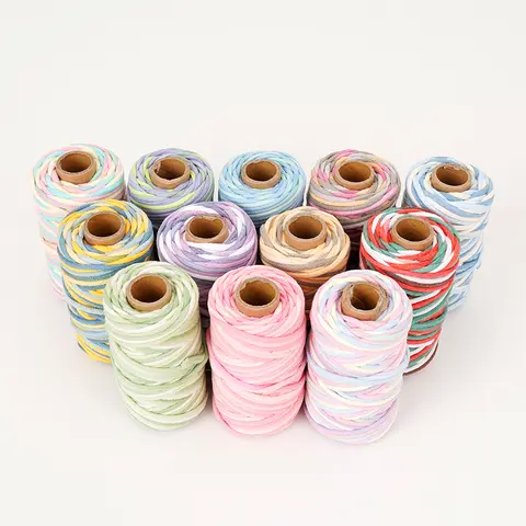 Cuerda de algodón Multicolor suave de 3mm, 30M por rollo, cordón de macramé DIY teñido con pieza de núcleo hilado para pulseras, trenzado artesanal