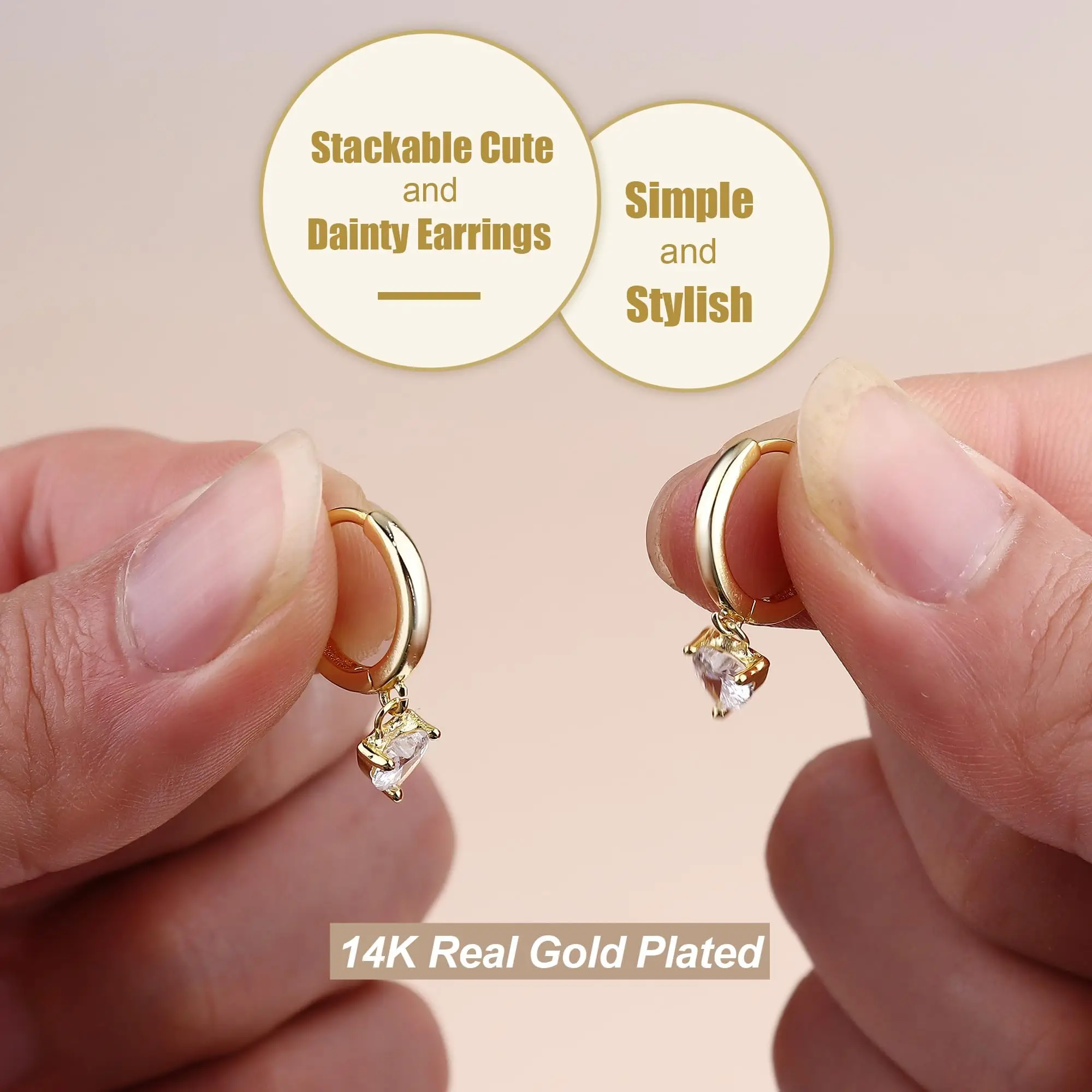 Bobisty 4Pairs 14K Gold Plated Earrings Sets for Women Dainty Stud Hoop Dangle Cartilage Earrings for Multiple Piercings Jewelry