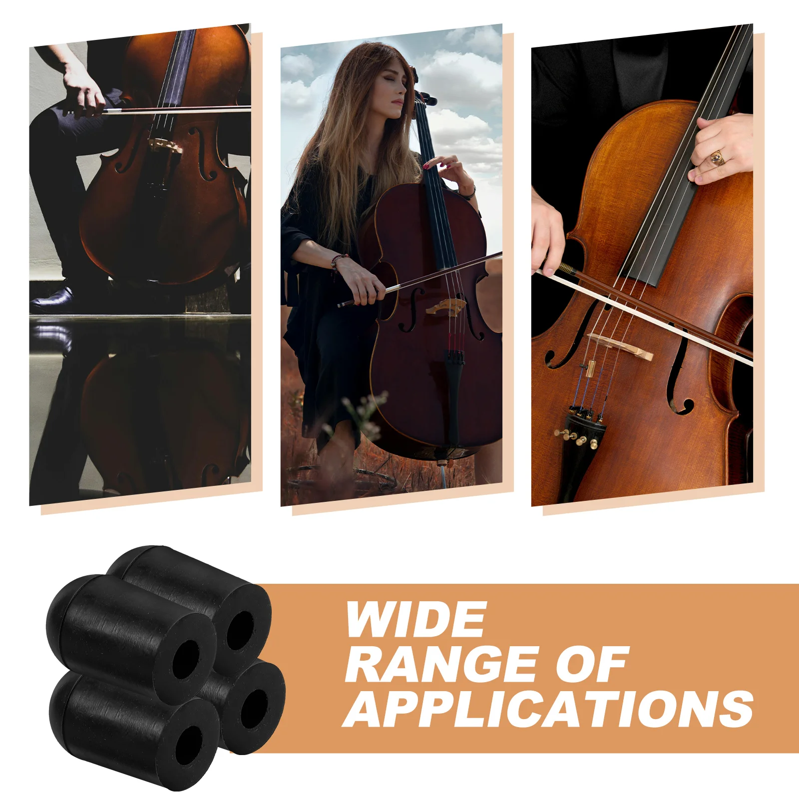 4 Pcs Cello Stand Rubber Endpin Tip Replace Upright Bass Accessories Instrument Protector