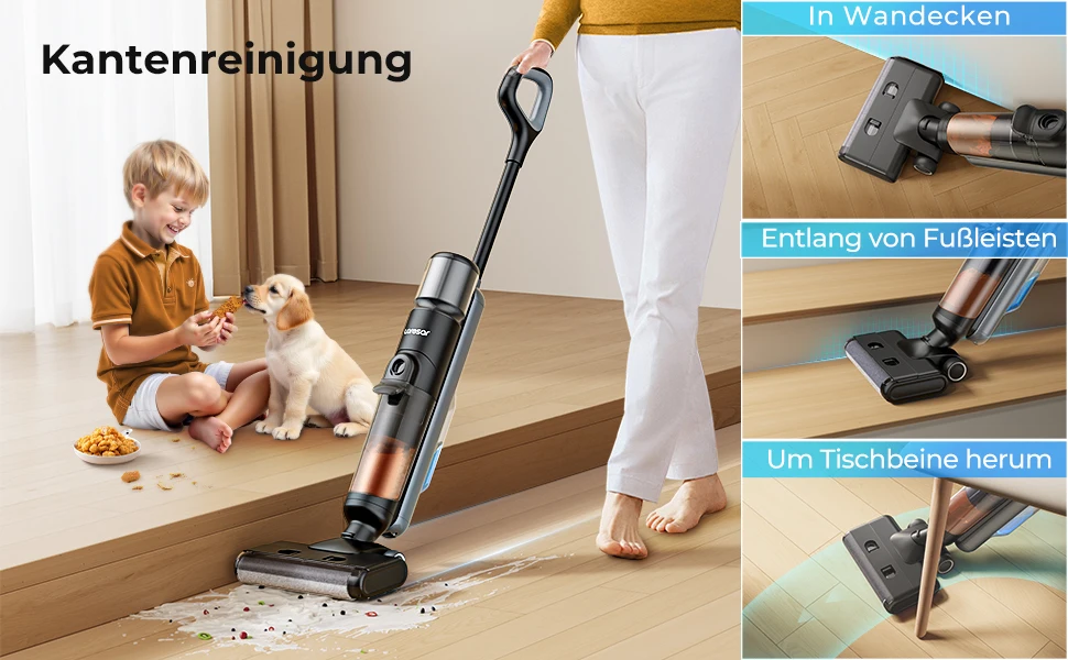 Laresar M3 Kabelloser Nass- und Trockensauger mit Wischfunktion, Randreinigungsdesign, 55 Minuten Laufzeit, automatische Saugkraftregelung, selbstreinigender Bodenreiniger, intelligentes Haushaltsgerät. – Detail 4