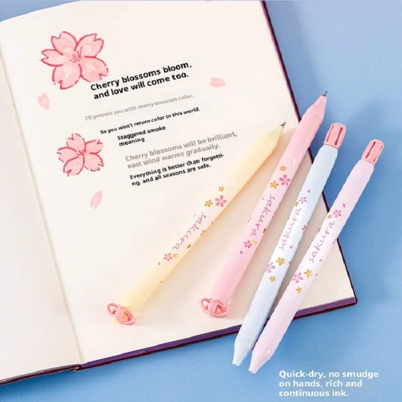 

Zennyth Cherry Blossom Elements Gel Pen Press Fun Turns Into Flower 0.5mm Quick-dry Black Ballpoint Pens Student Stationery Gift