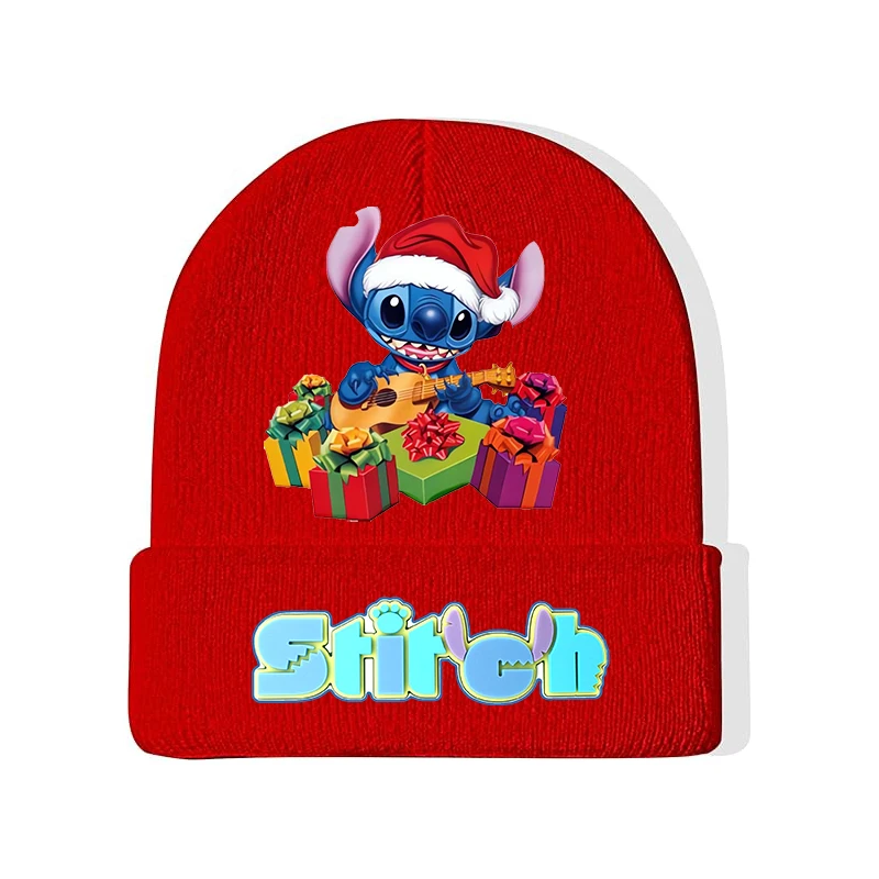 Disney Stitch Baby Knitted Hat Outdoor Riding Casual Brimless Winter Warm Beanie Letter Christmas Wool Bonnet Infant Cap Beanie