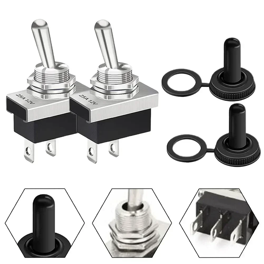 Toggle Switch KN3D-101 Toggle Switch 2Pcs On/Off 12V 25A with 2 Connector Pins and Waterproof Cap