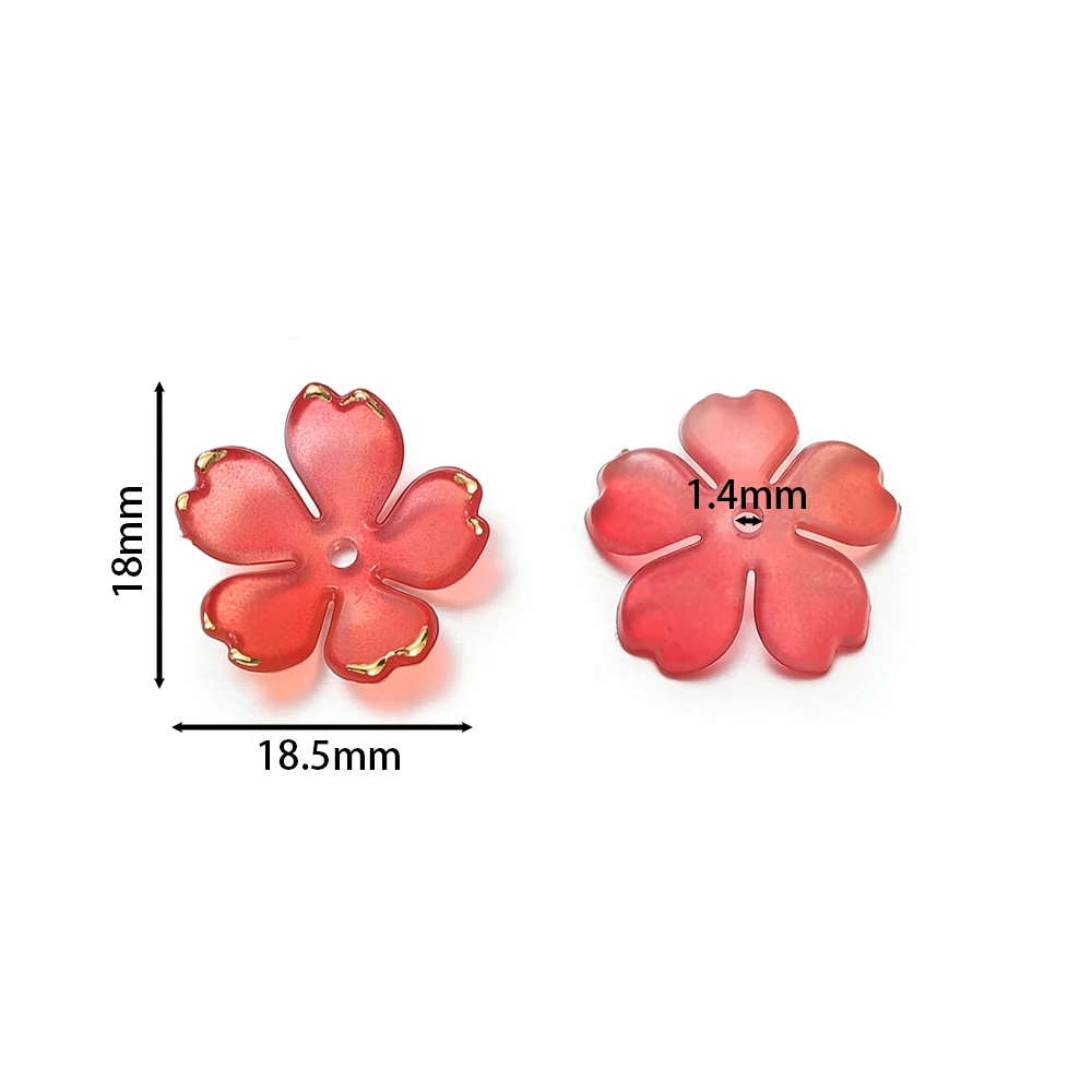 50Pcs/lot 18mm Gradual Change Acrylic Five-Petal Flower Spacer Beads For Jewelry Making DIY Necklace Bracelet Earring Bead Cap