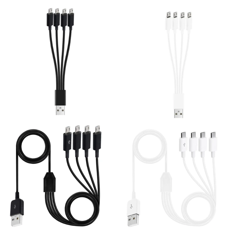 4 in 1 Micro USB Charging Cable Multi Charger Cable for Multiple Devices Charge 4 Tablets or Phones Simultaneously