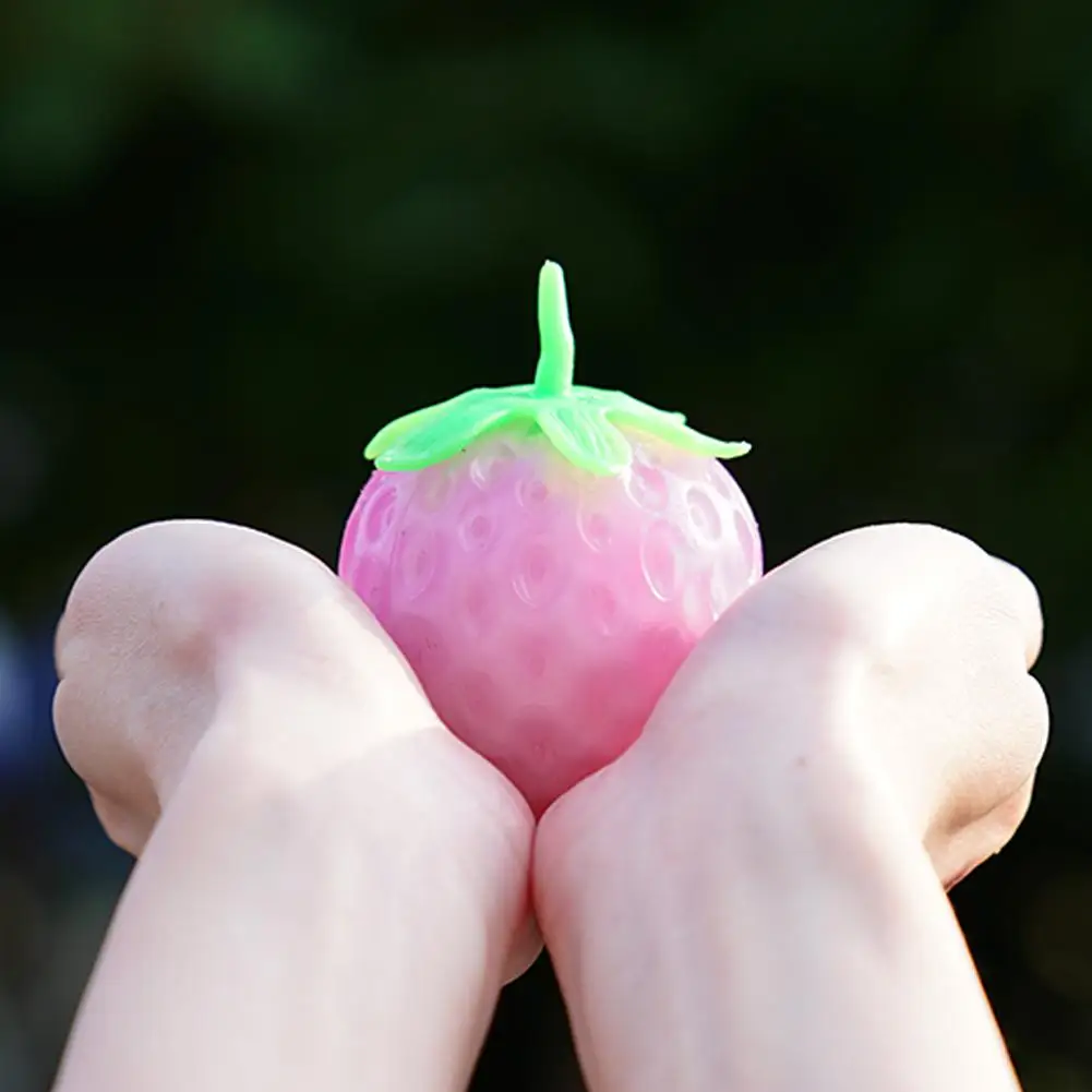 Kawaii Strawberry Stress Relief Toy Discoloration When Exposed To Light Squeeze Antistress Ball Table Toy Gift For Child