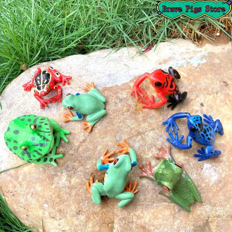 [HM]1Pcs Hand Painted Amphibious Animal Figurine Educational Realistic Toad Frog Figure Rubber Animal Model Toy For Kids[HM]