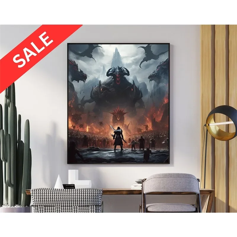 البوب آر بي جي لعبة ديابلو 4 المشارك الجمالية ليليث ديابلو IV خريطة حائط لوح رسم ديكور فني غرفة الألعاب الاطفال الديكور #5