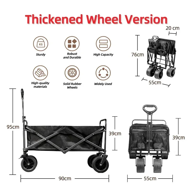 Wagen voor kampeergarten en winkelen Opvouwbare wagen Opvouwbare strandtrolley