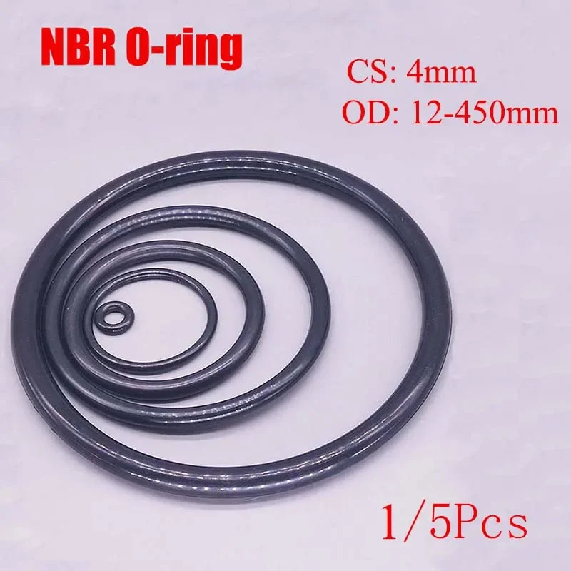 

1/5Pcs NBR O Ring Seal Gasket Thickness CS 4mm OD 12-450mm Nitrile Butadiene Rubber Spacer Oil Resistance Washer Round Shape