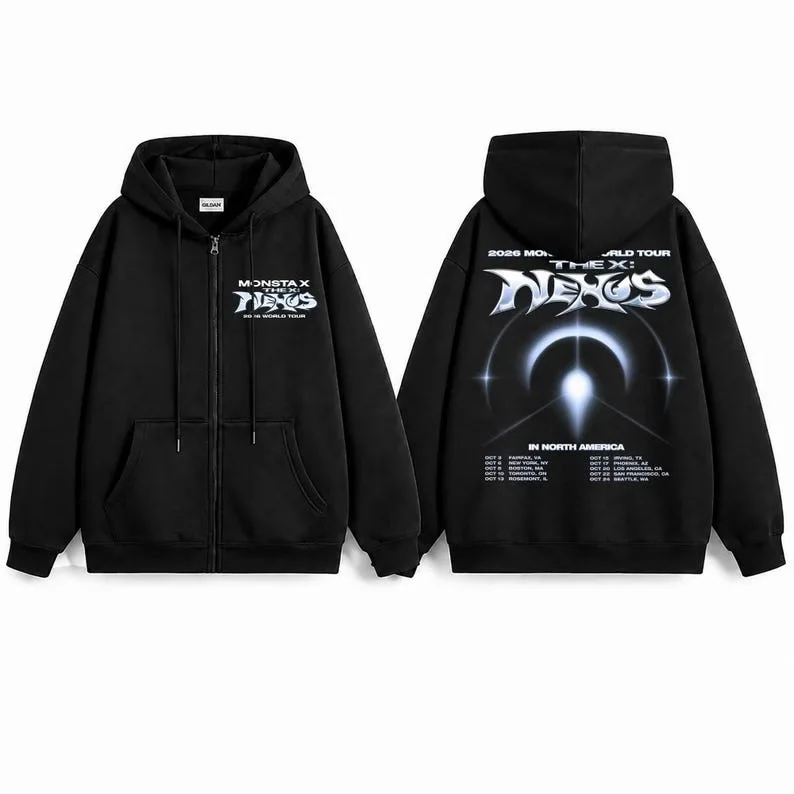 Monsta X2026 World Tour The X: Nexus Peripheral Short Sleeve Casual Top Fan Support T-shirt Men's/Women's T-shirt top hoodies