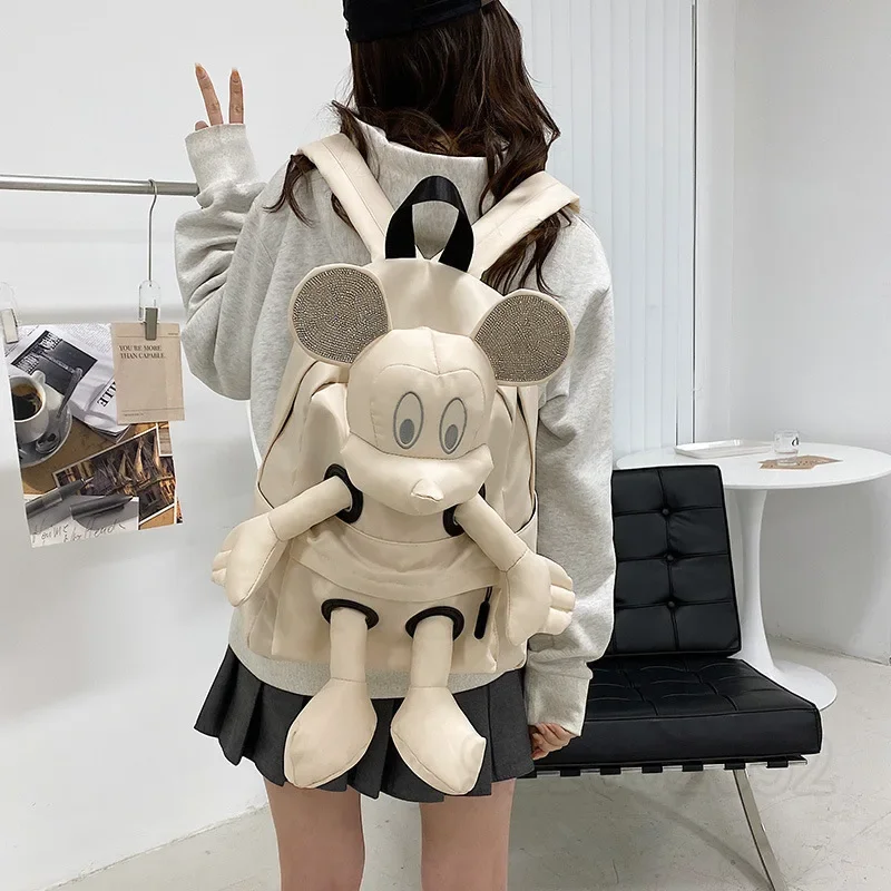 Disney-mochila de Mickey Doll para mujer, morral escolar de gran capacidad con dibujos animados, mochila de viaje a la moda, 2022