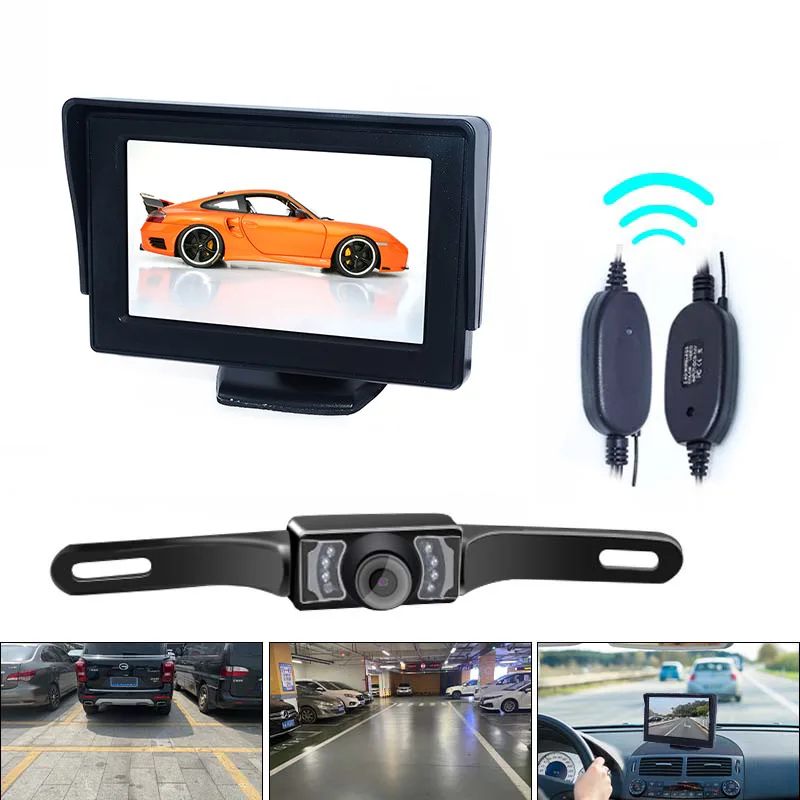 5 Inch Suction Cup Desktop Monitor Wireless Backup Camera System HD Rear View Auto Accessories Night Vision
