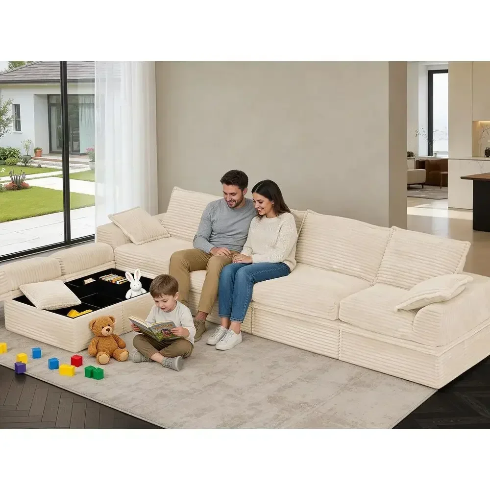 Upgrade BonelCouch with Storage, Extra Deep&High Seat ular Sectional Soa 4 Seater haped Cloud Couch with Ottoman, Tool-ree Assem
