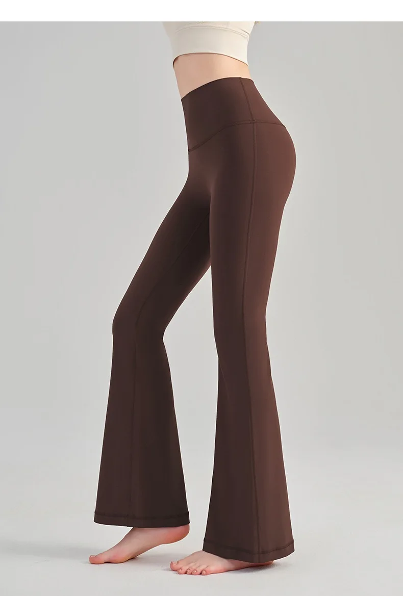 Hochwertige, ausgestellte Yogahosen für Damen, hochtaillierte, eng anliegende Sport- und Pilates-Hosen, die die Hüften betonen, Fitnesshosen, Yogahosen mit weitem Bein, Sportleggings. – Detail 5