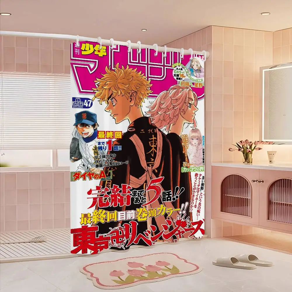 اليابان أنيمي طوكيو المنتقمون دش الستار الصيف شاطئ الحمام ديكور دش الستار ، مقاوم للماء