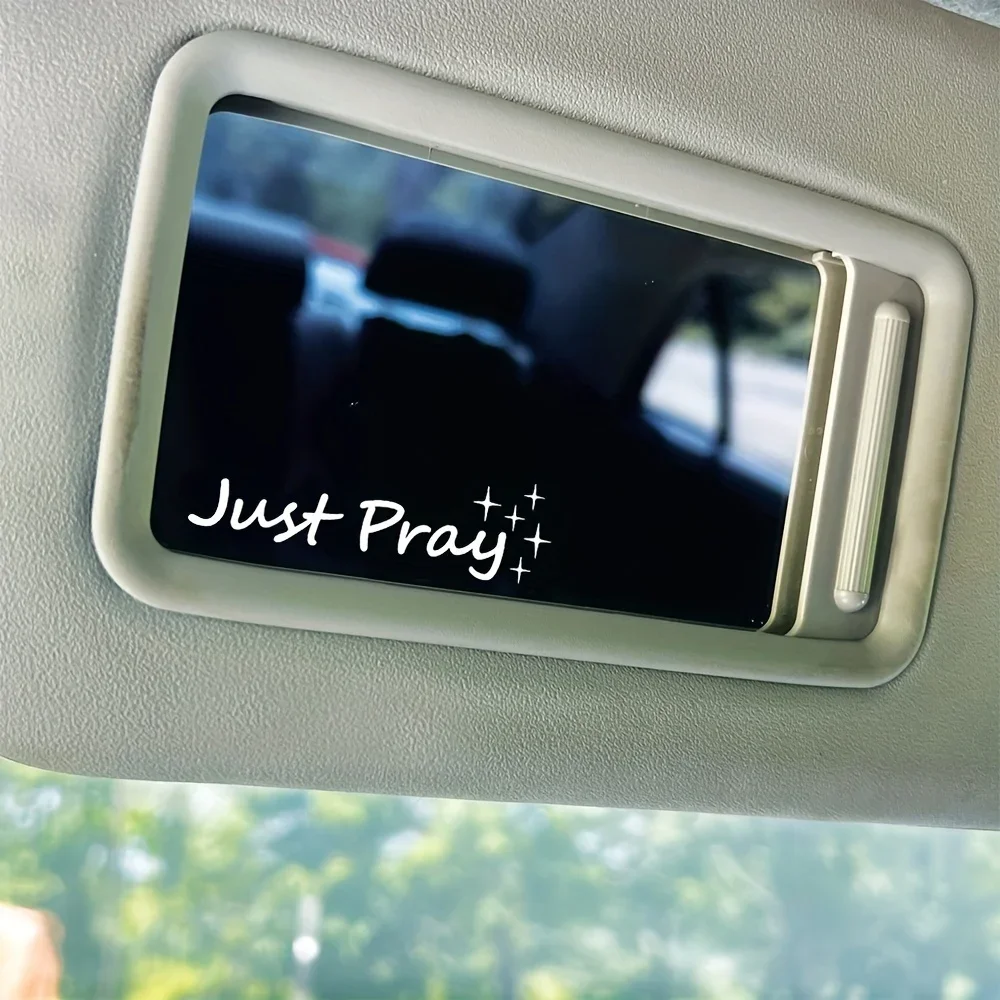 1PC Stylish Just Pray Car Sticker, Faith-Themed Decoration for Car Interior, Perfect for Religious Enthusiasts to Personalize