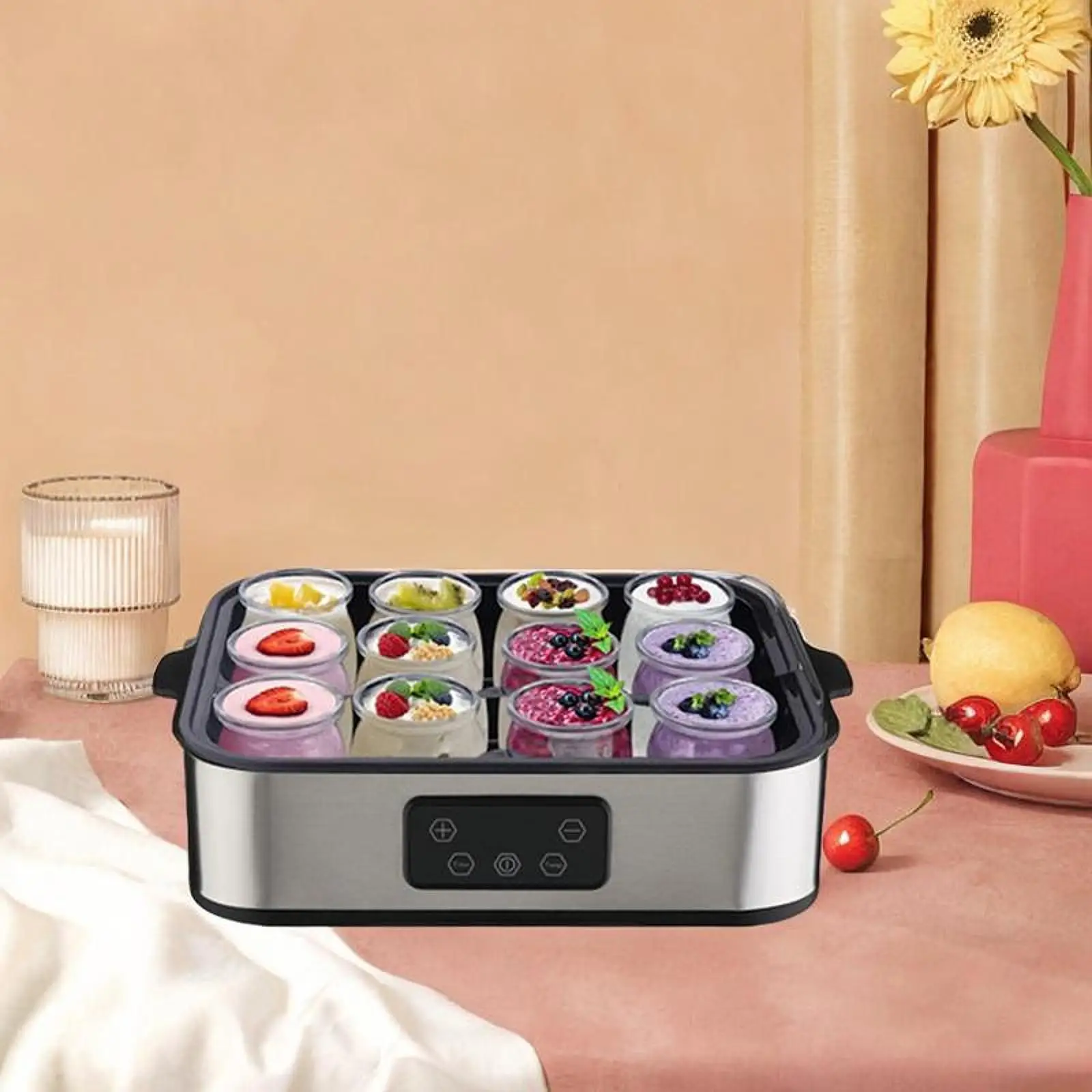 Jogurtownica Regulowana kontrola temperatury z 12 szklanymi słoikami na jogurty mleczne Impreza Easy Dairy Use Urządzenie kuchenne