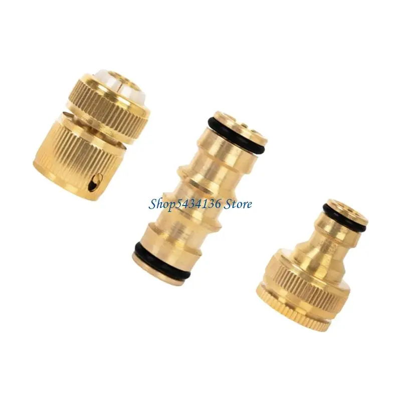 

H7ED 1/2 Inch Thread Adapters 2PCS Brass Water Hose Coupler for Faucet Tap Pipe