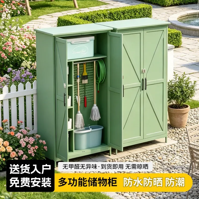 Outdoor Storage Cabinet M Shaped Rain Sun Protection Courtyard Garden Tool Cabinet Floor to Ceiling Kindergarten Utility