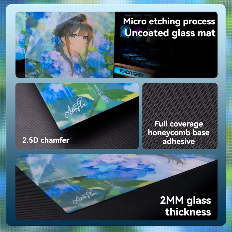 Tempered Glass Mouse Pads Custom Personalised Uncoated Microetching Technology Desk Pad PC FPS E-Sports Gaming Mouse Pad Gift