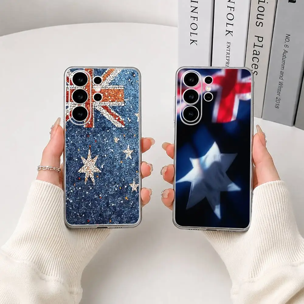 Flag of Australia Clear Phone Case for Samsung S25, S24, S21, S22, S23, S30, Ultra, S20, Plus, FE, Lite