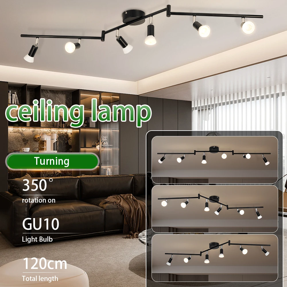 

Вращающийся потолочный светильник с регулируемым углом наклона GU10, светодиодный потолочный светильник для украшения гостиной и магазина, 85-265 В, точечное освещение