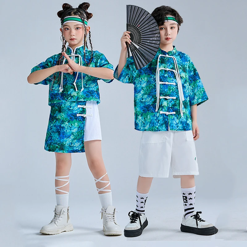 Children'S Jazz Dance Cheerleading Performance Suit Chinese Style Girls Hanfu Ancient Style Boys Hip Hop Dance Clothes DQS13967