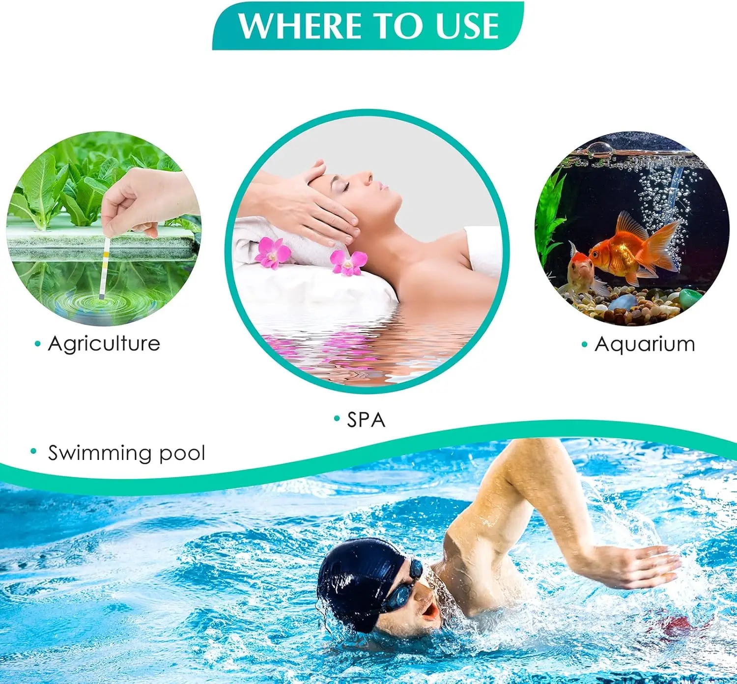 50 pcs Multipurpose 5 in 1 Chlorine PH Test Strips SPA Swimming Pool Water Tester Paper Hardness Tool