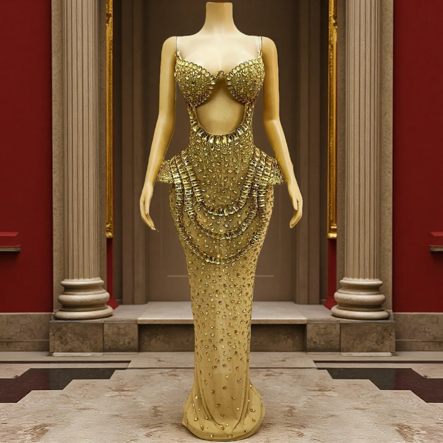 Вечерние платья Fuguan 2025 г., сексуальное полое прозрачное сетчатое женское платье с золотыми стразами на свадьбу, роскошное вечернее платье на день рождения