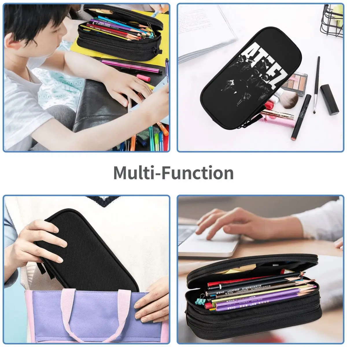 Kpop Ateez Music Vintage Pencil Cases Lovely Pen Bag Girl Boy Large Storage Students School Gift Pencilcases