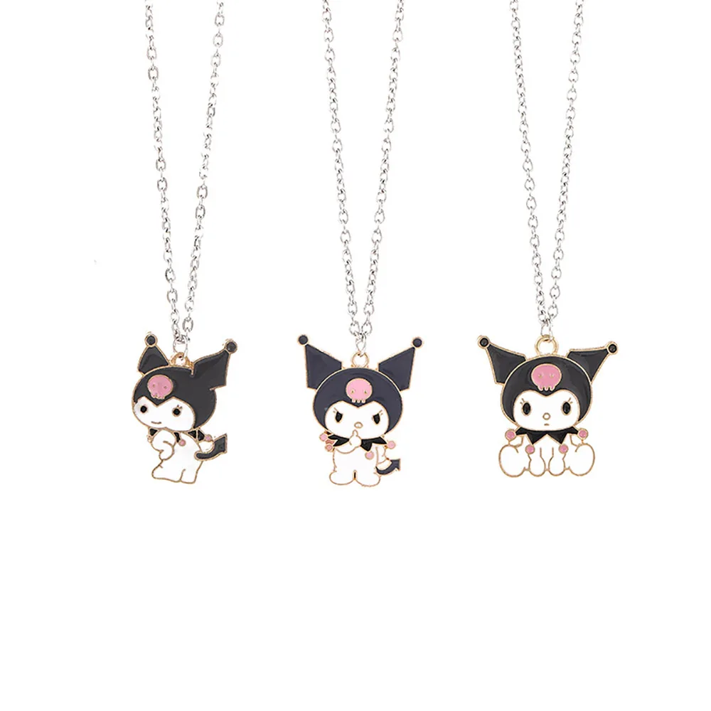 Sanrio Anime Necklace Kuromi Mymelody Couple Bestie Cartoon Oil Drop Necklace Kawaii Women Accessories Jewelry Gifts For Friends