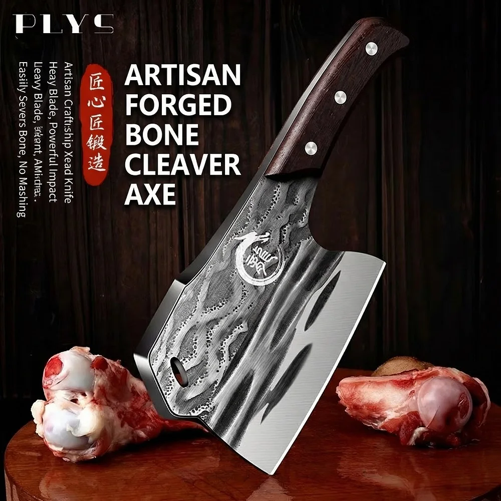 Longquan Forged Heavy-Duty Bone Chopper, Commercial Household Butcher Bone Axe Cleaver C2612